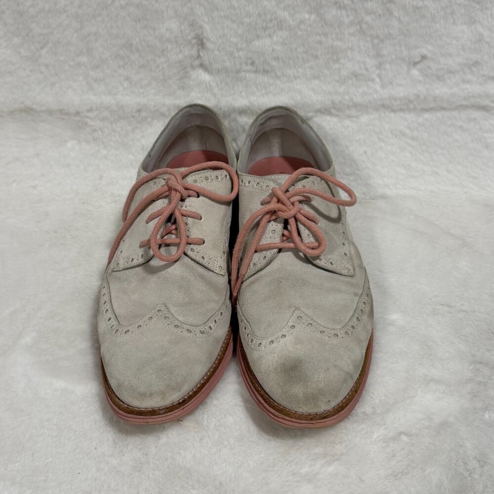 Cole Haan LunarGrand Wingtip Oxford Shoes Women's Size 9B Gray Pink Suede - Picture 6 of 9